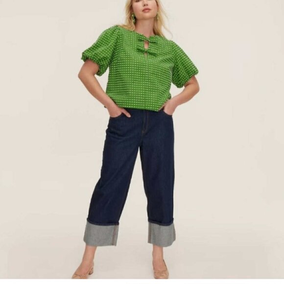 Kate Spade x Target High-Rise Straight Leg Wide Cuff Jeans Women's 10 Dark NEW - Picture 1 of 8